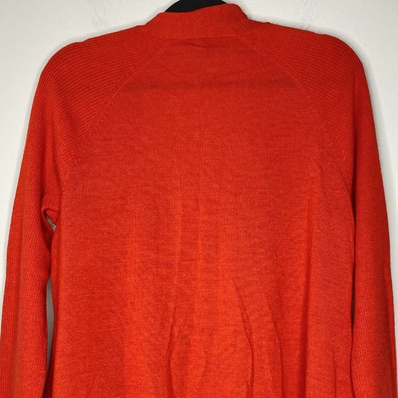 Eileen Fisher Red 100% Merino Wool Open Front High Low Cardigan Sweater | Size M - Picture 6 of 10